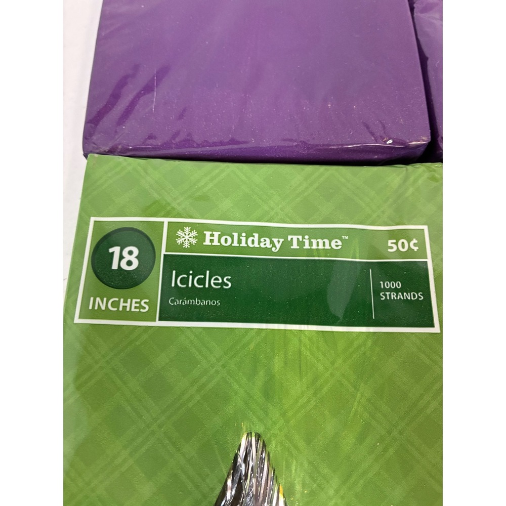 Holiday Time Silver Christmas Tree Tinsel Icicles 18 Inch Bulk Lot 8 Packs - Picture 2 of 5